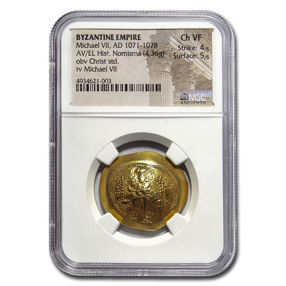 Byzantine Gold Histamenon Michael VII (1071-1078 AD) Ch VF NGC Byzantine Gold Histamenon Michael VII (1071-1078 AD) Ch VF NGC